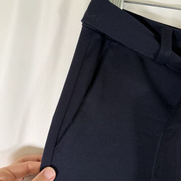 Loft Dress Pants Women's Petite 4 Blue Tie Waist Cuffed Hem Zip Button Slim Leg - Picture 6 of 12